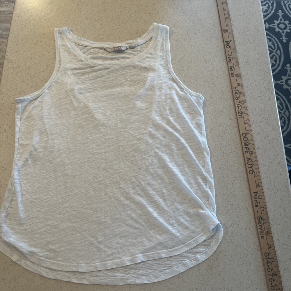 Womens Athleta Semi Sheer White Tank Top With Peek A Boo Back